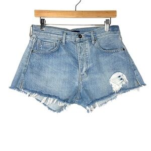 Levi’s Made and Crafted Womens High Rise Denim Button Fly Shorts Sz 29 Raw Hem
